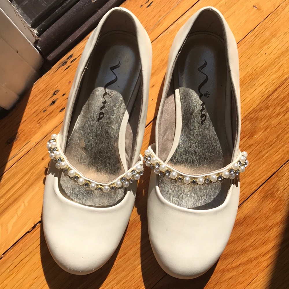 Girls ballet flats shoes pearl crystal